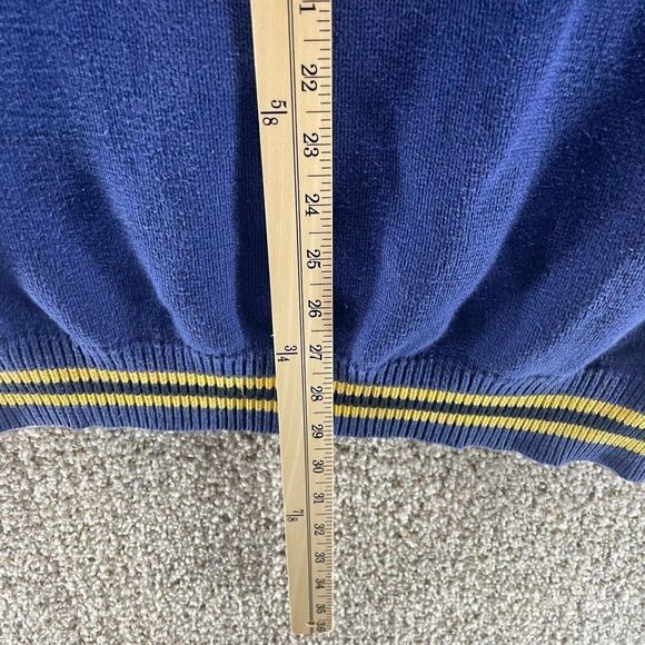Vintage Izod Sweater Mens Extra Large Blue Yellow Quarter Zip Pullover Cotton - Picture 8 of 11